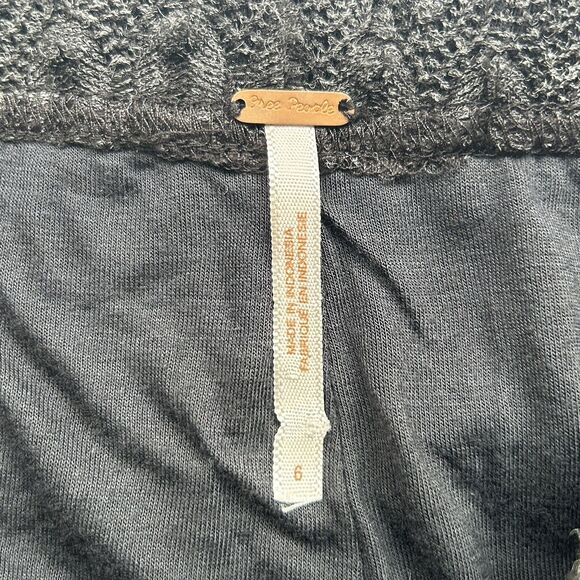 Free People Pants 6 Gray Extreme Knit Flare Mid Rise Sheer Lined Boho Festival - Picture 4 of 10
